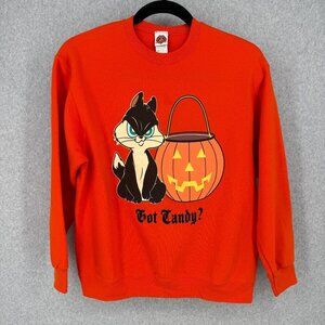 Looney Tunes VTG Penelope Cat Halloween Got Candy Sweatshirt Size L Orange Y2K